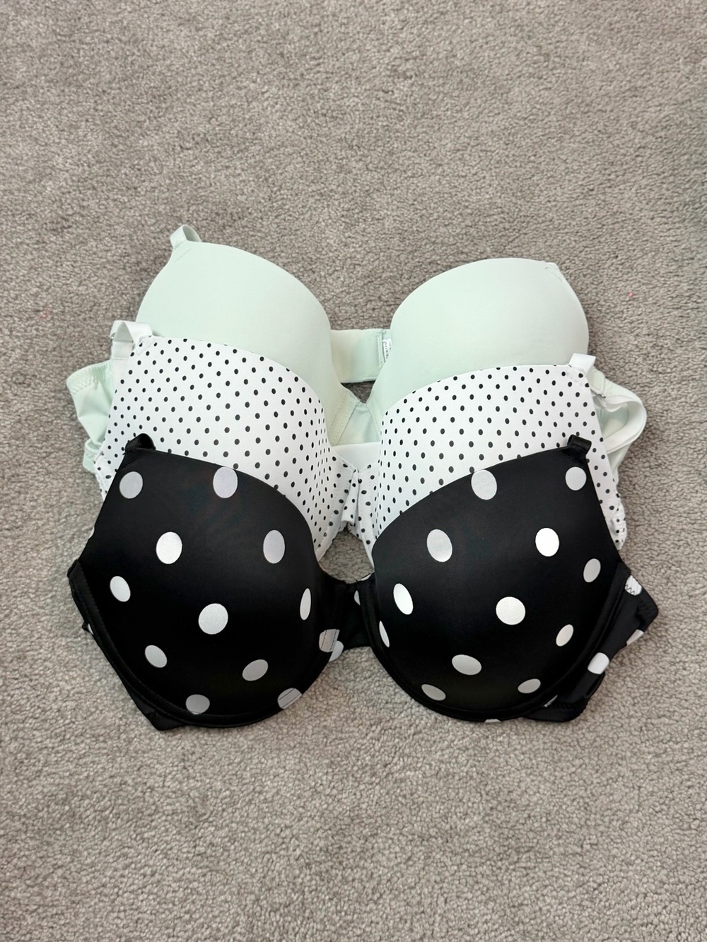 3 Pack T-shirt Bra Set - Polka Dot / Mint 40C